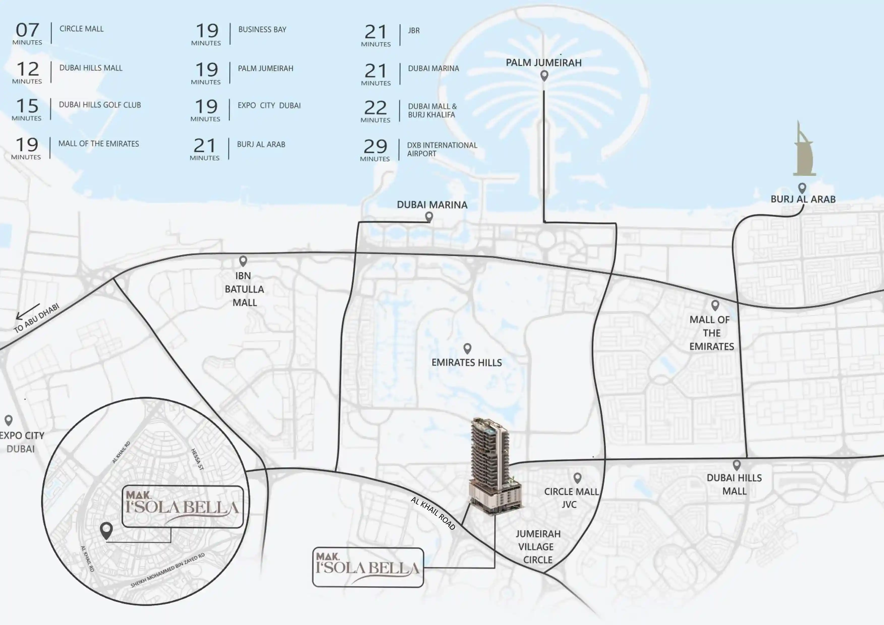 MAK Isola Bella in JVC Location Map