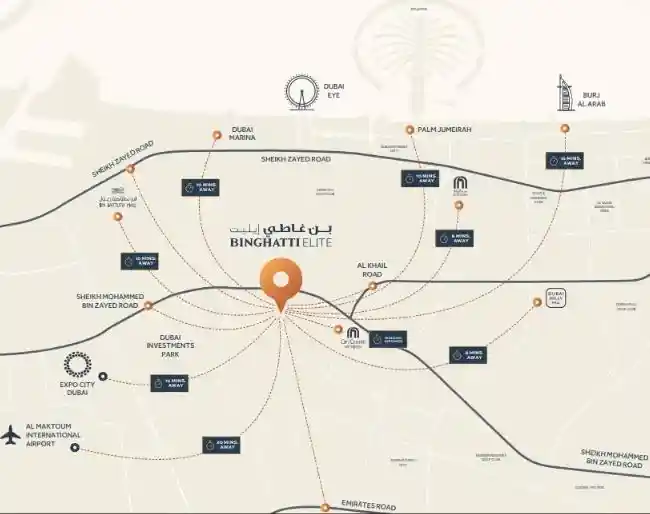 Location of Binghatti Elite Apartment