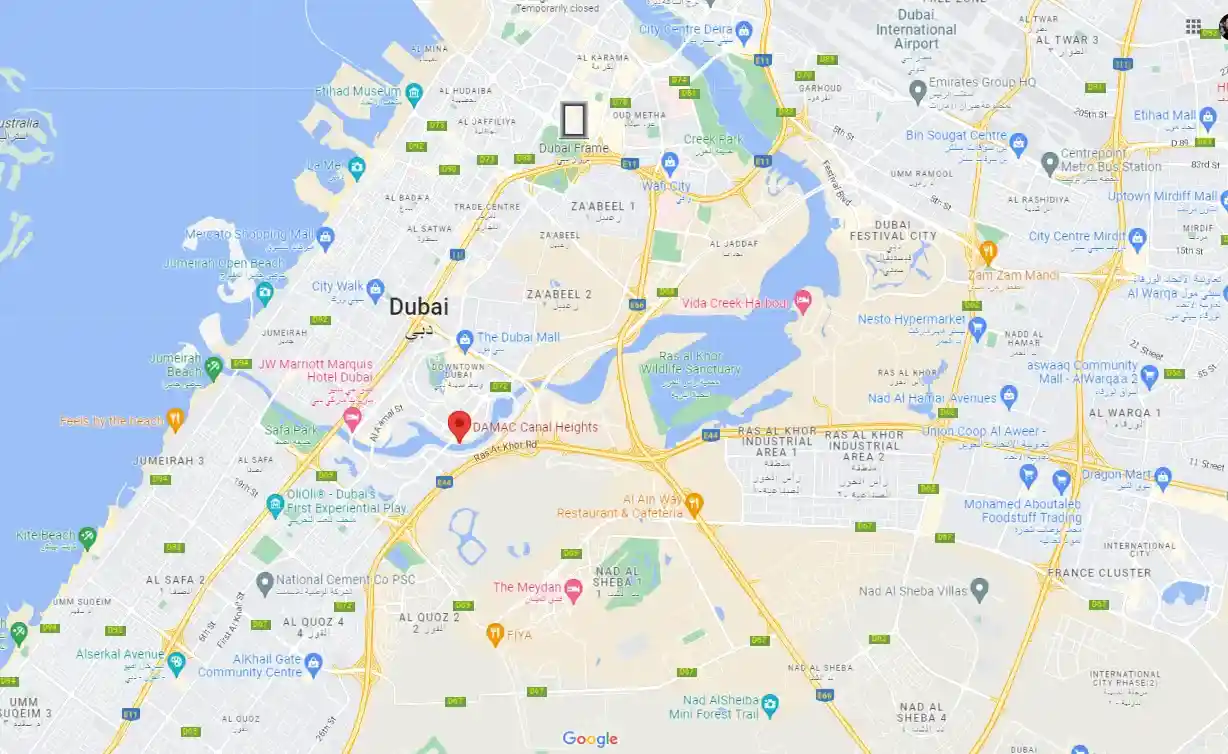 Location of Canal Heights 2 by Damac 