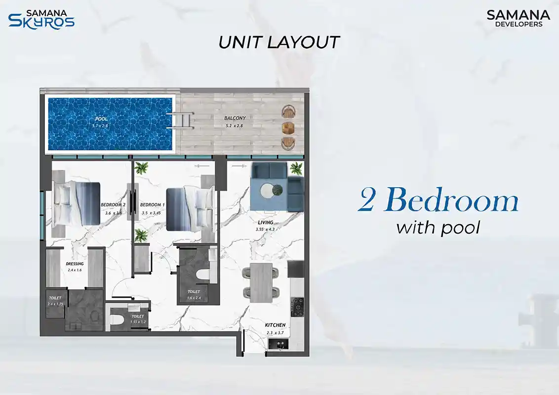 10th Floor, 1bhk with Pool 1003 to With Pool	