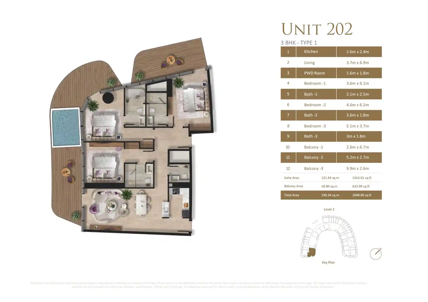 Type 1 (Unit 202) to Type 2 (Unit 1205)	