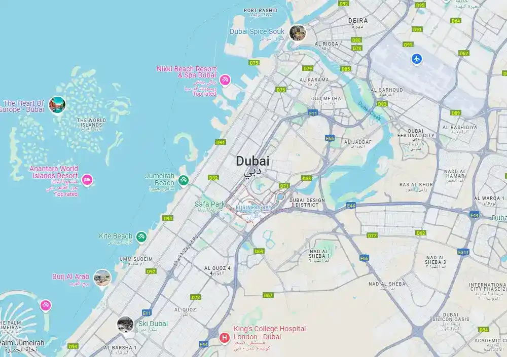 Location of  Elire at Business Bay