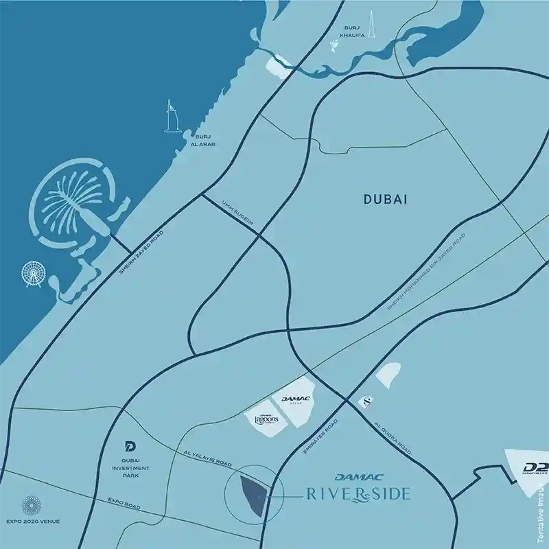Location of DAMAC Riverside Indigo 2