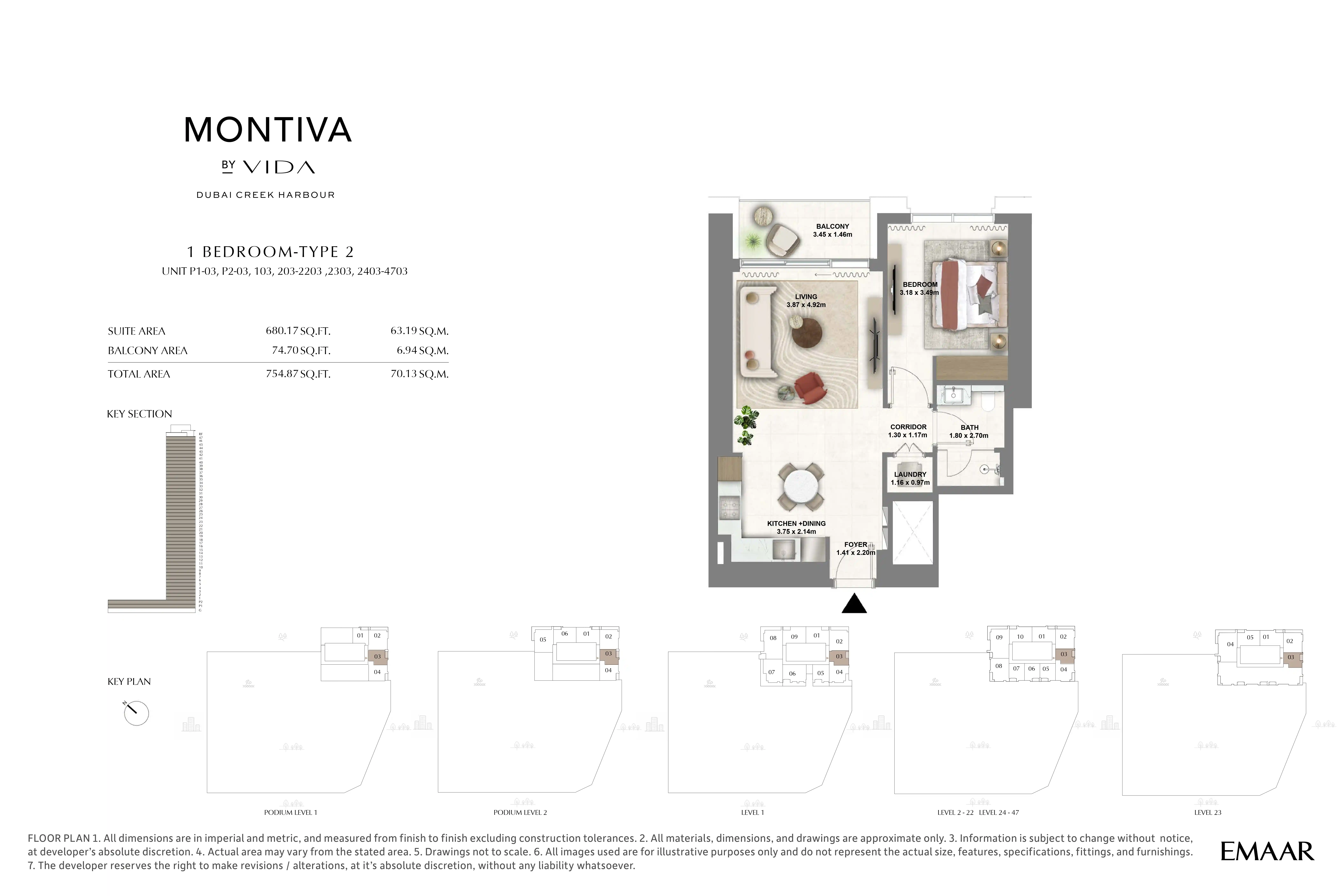 UNIT P1-03, P2-03, 103, 203-2203, 2303, 2403-4703