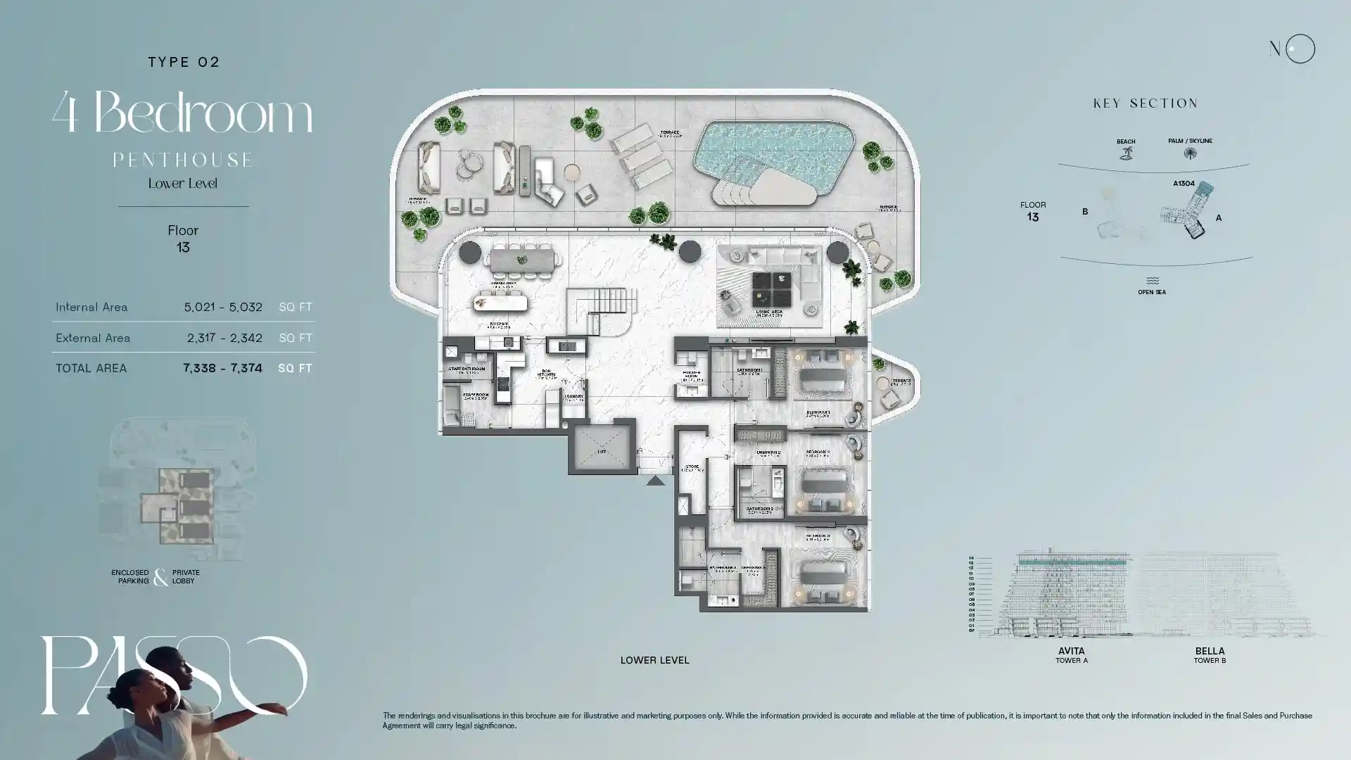 13th Floor, Lower Level, Type 02	