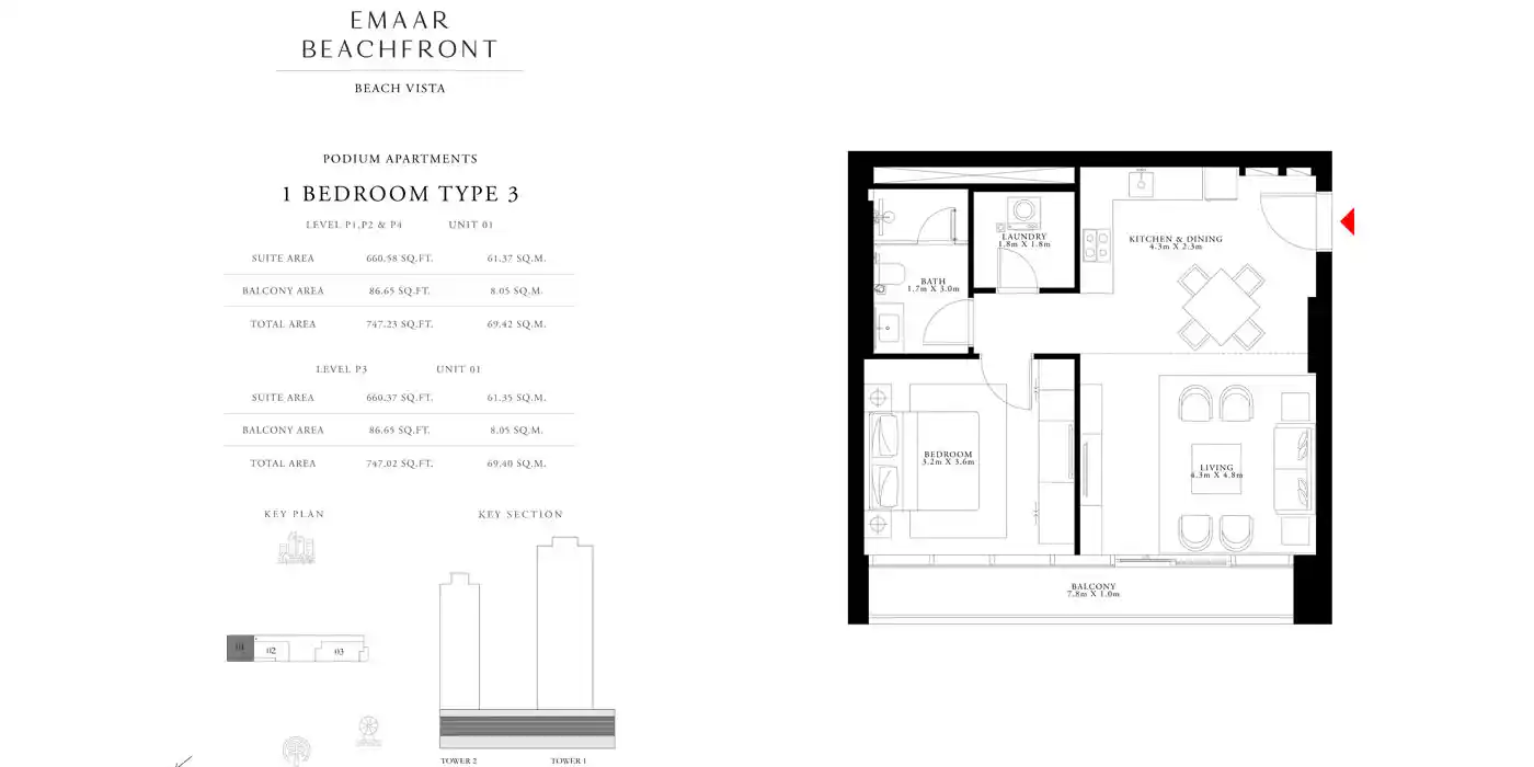 1 Bedroom Type 3, Unit-1, Level P1,P2 & P4 