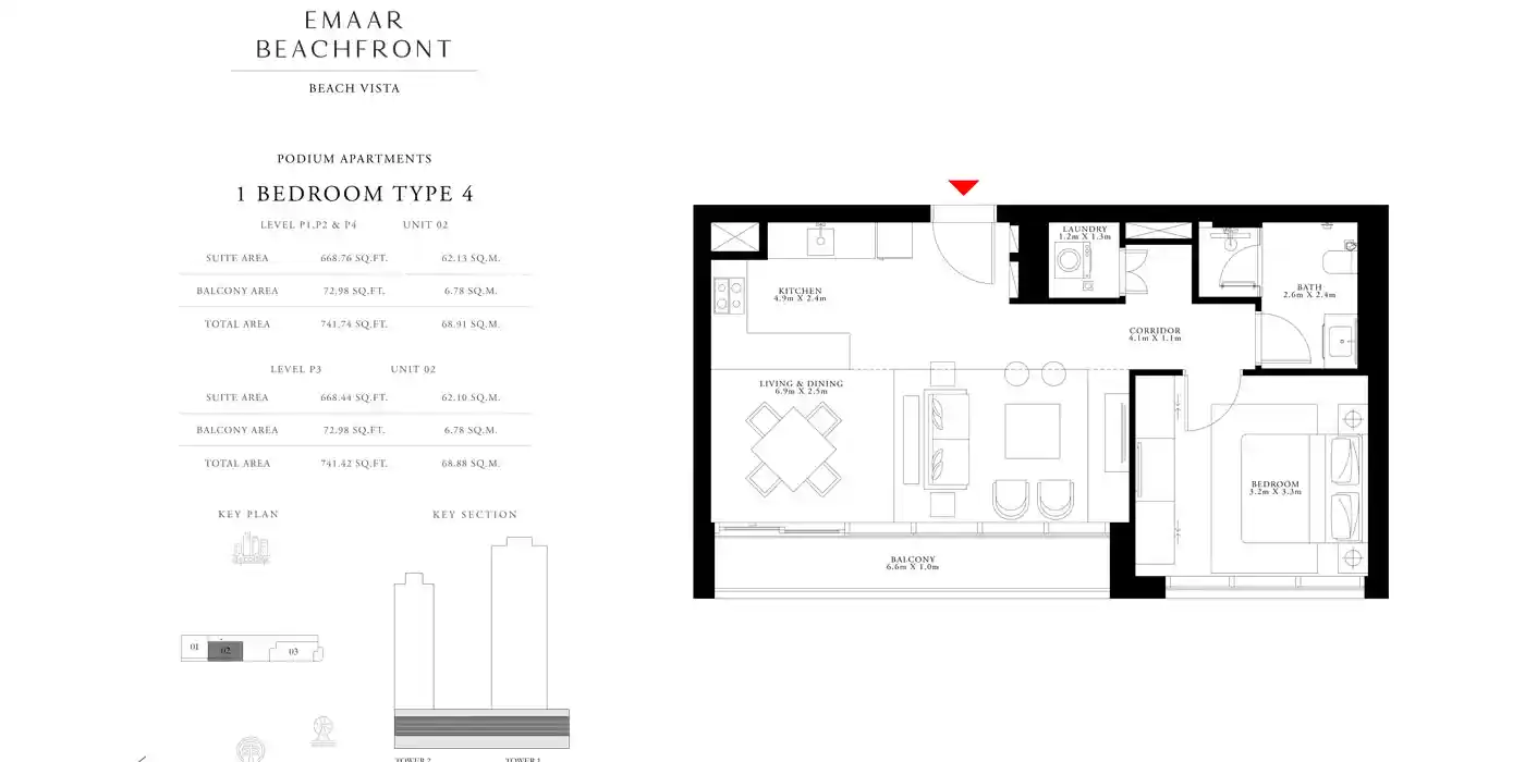 1 Bedroom Type 4, Unit 2, Level P1, P2 & P4 