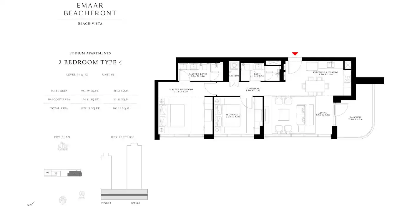 2 Bedroom Type 4 Unit 3, Level P1 & P2