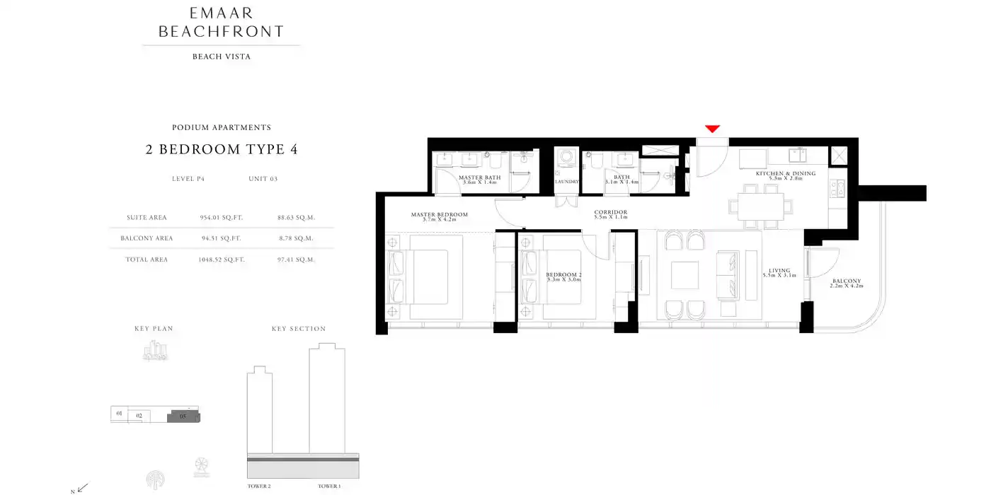 2 Bedroom Type 4 Unit 3, Level P4