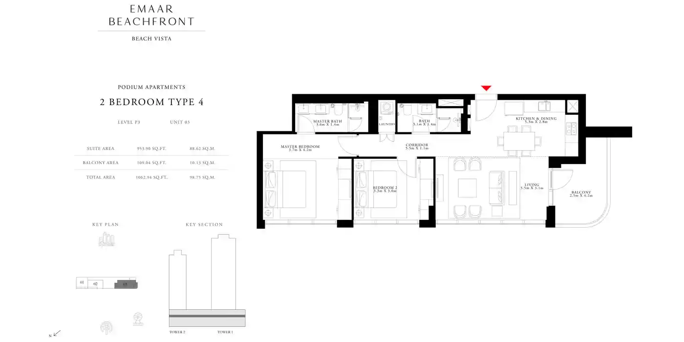 2 Bedroom Type 4, Unit 3, Level P3