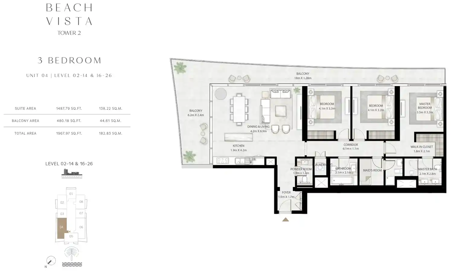 Tower 2 - 3 Bedroom, Unit 4, Level 2-14 & 16-26