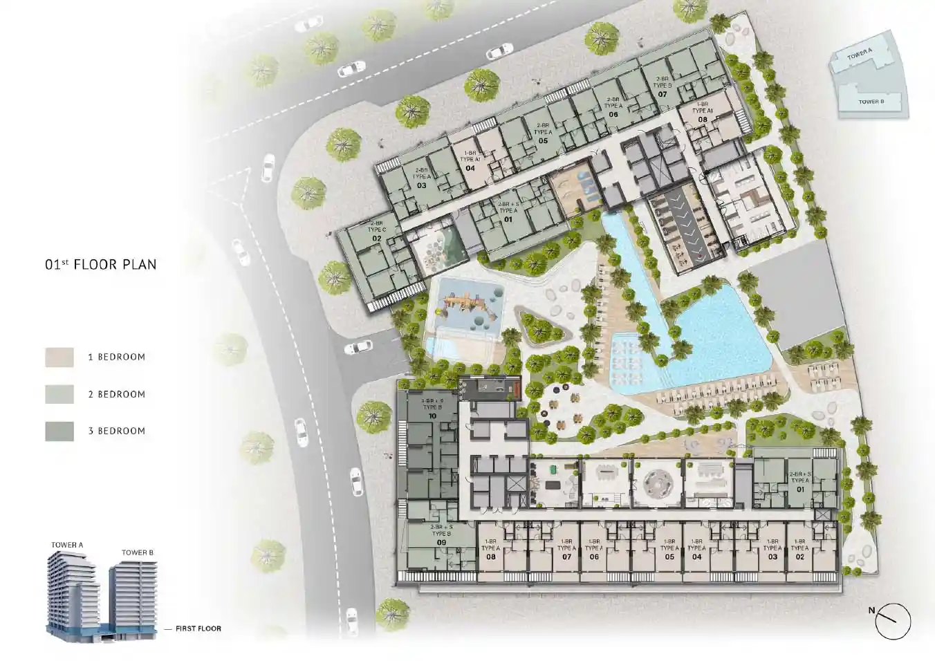10th-11th floor to 2nd-9th floor	