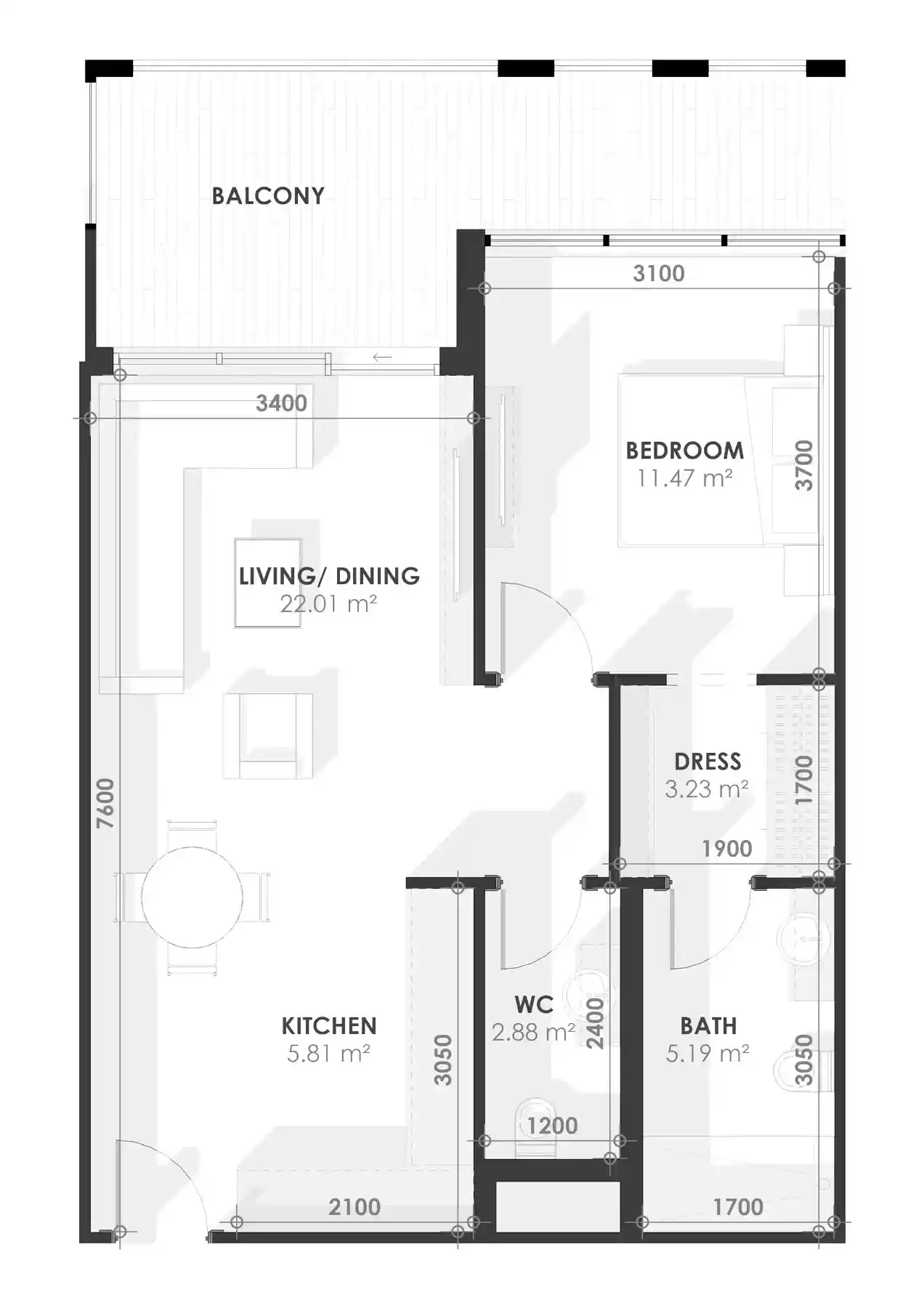 1 Bedroom	