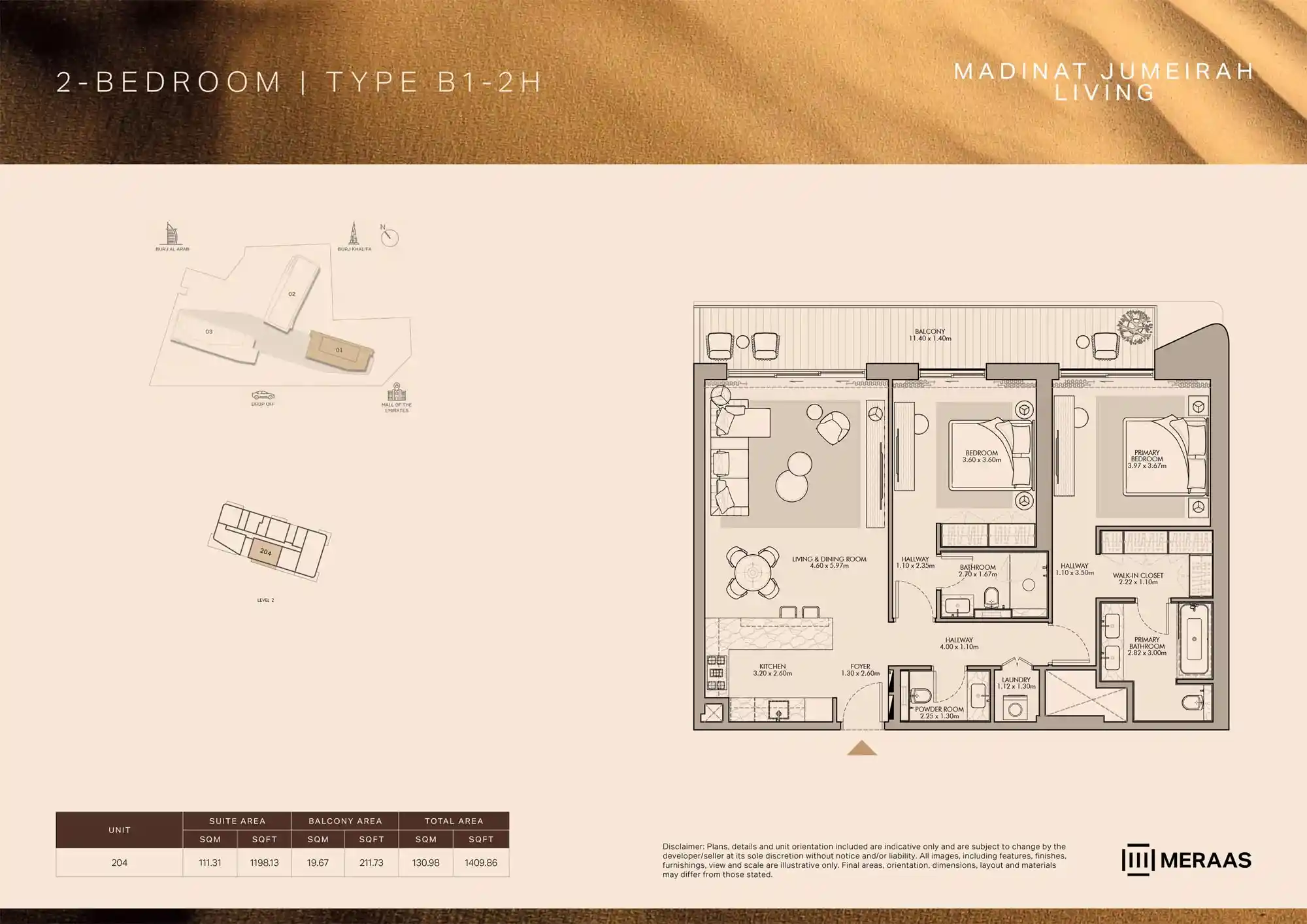 LEVEL 2 (TYPE B1 - 2H - Unit 204)