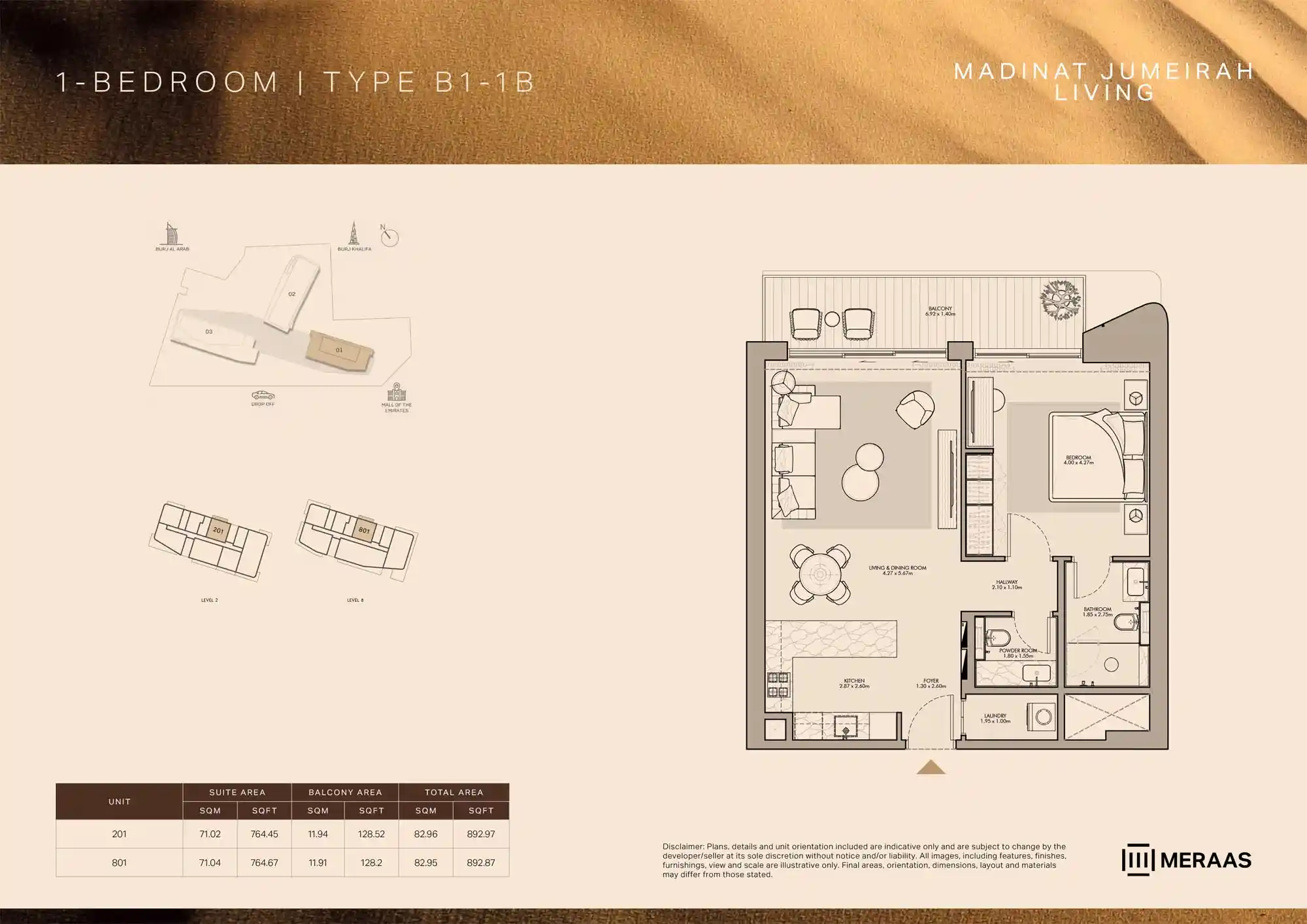 LEVEL 2 - 8 (TYPE B1 - 1B - UNIT 201 - 801)