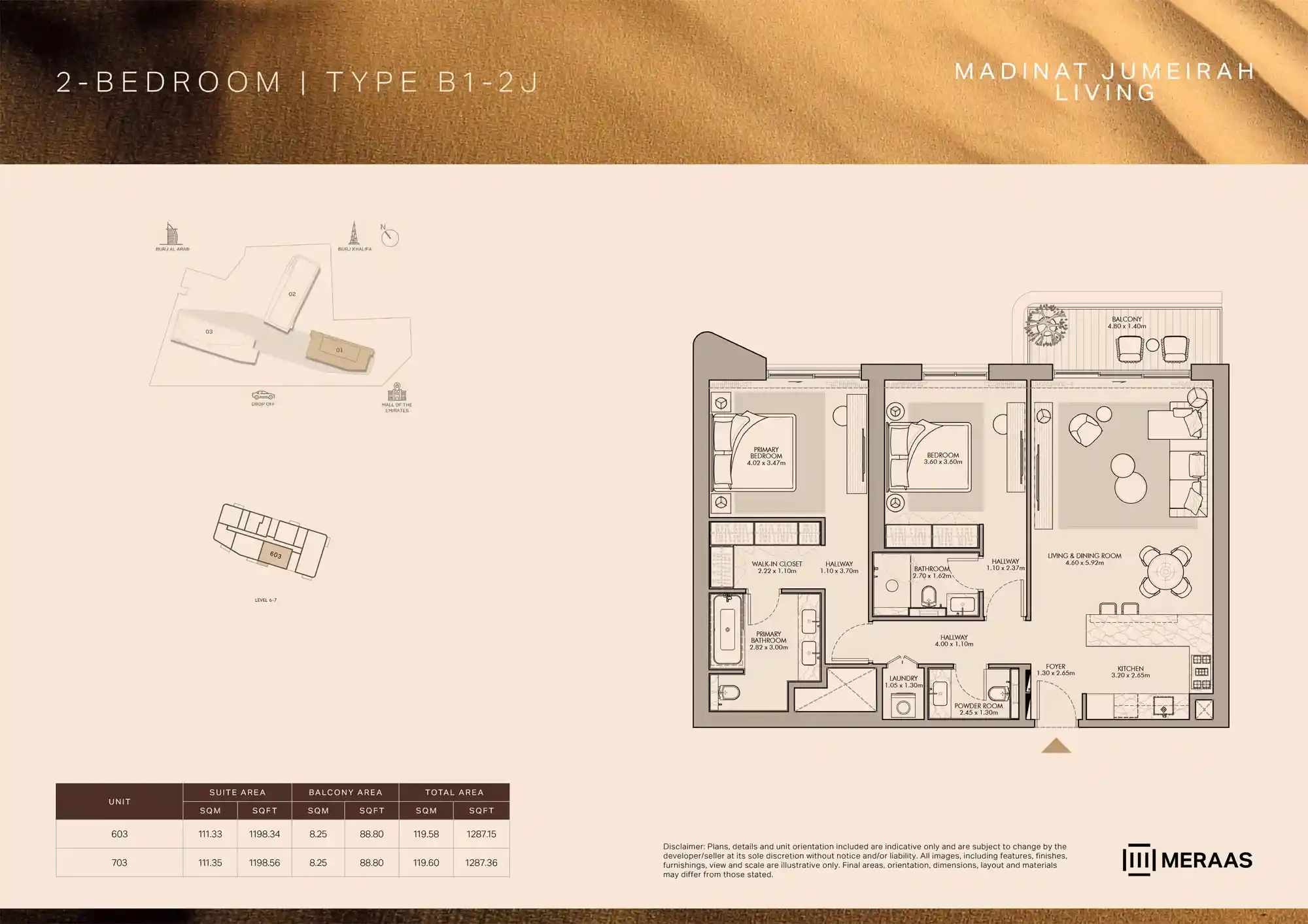 LEVEL 6 & 7 (TYPE B1 - 2J - Unit 603 & 703)
