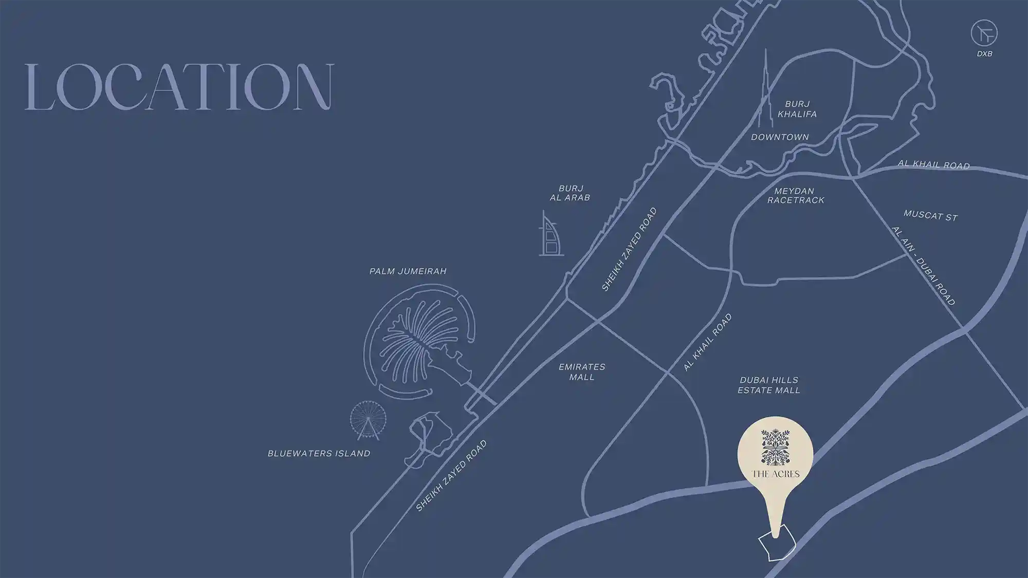 Location of The Acres Luxury Collection 