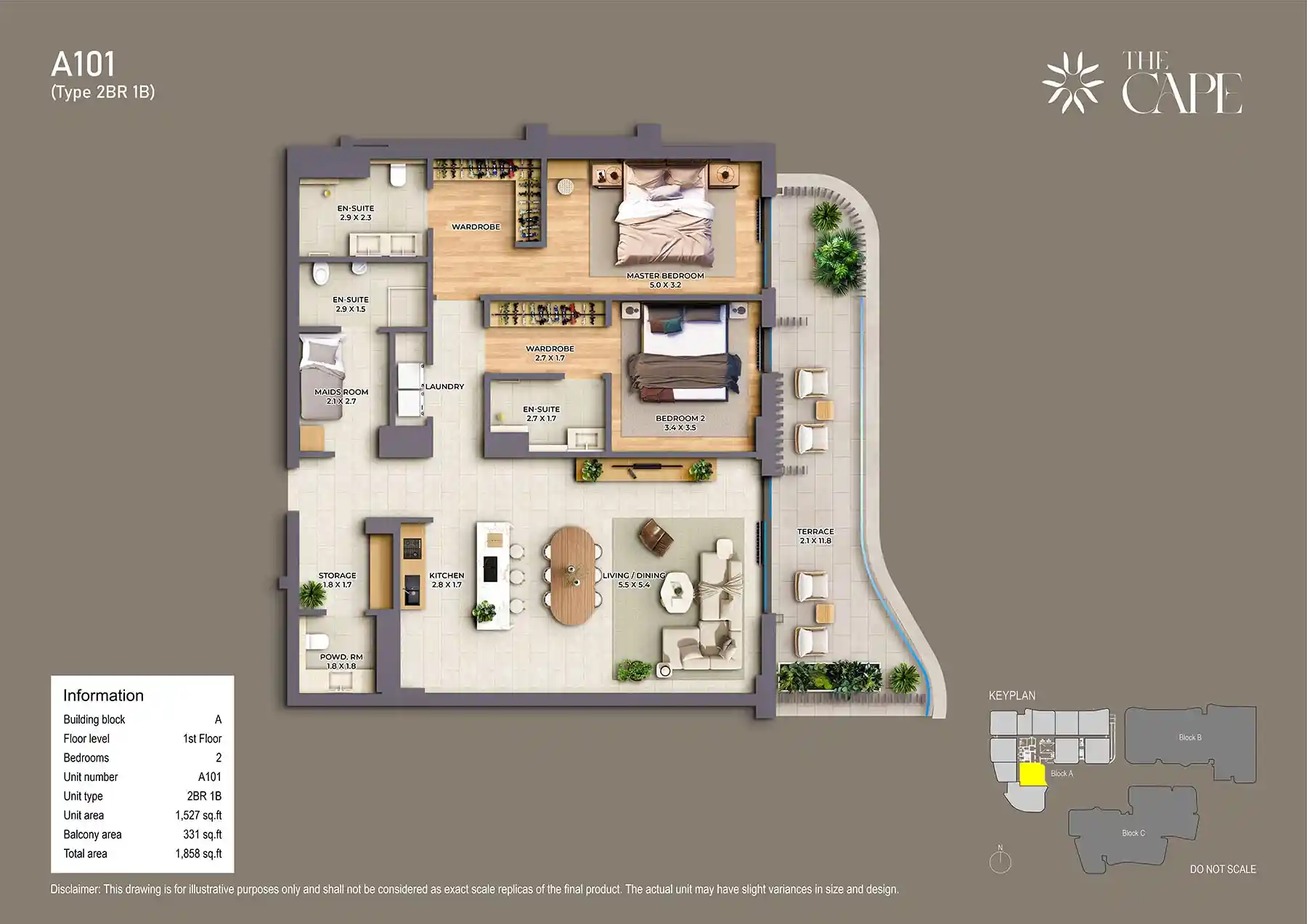 1st Floor Unit-A101 (Type 2BR 1B)
