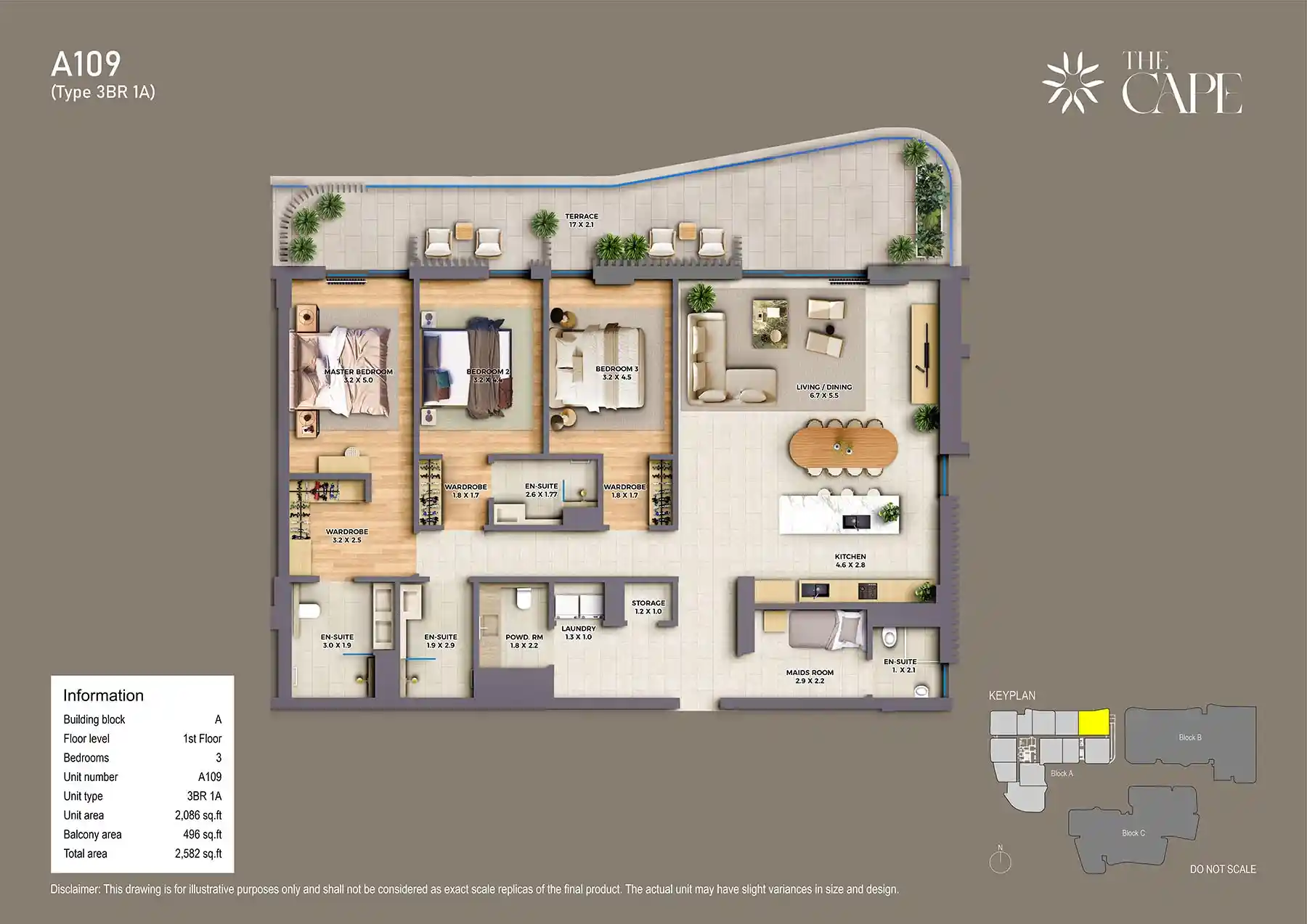 1st Floor Unit-A109 (Type 3BR 1A)