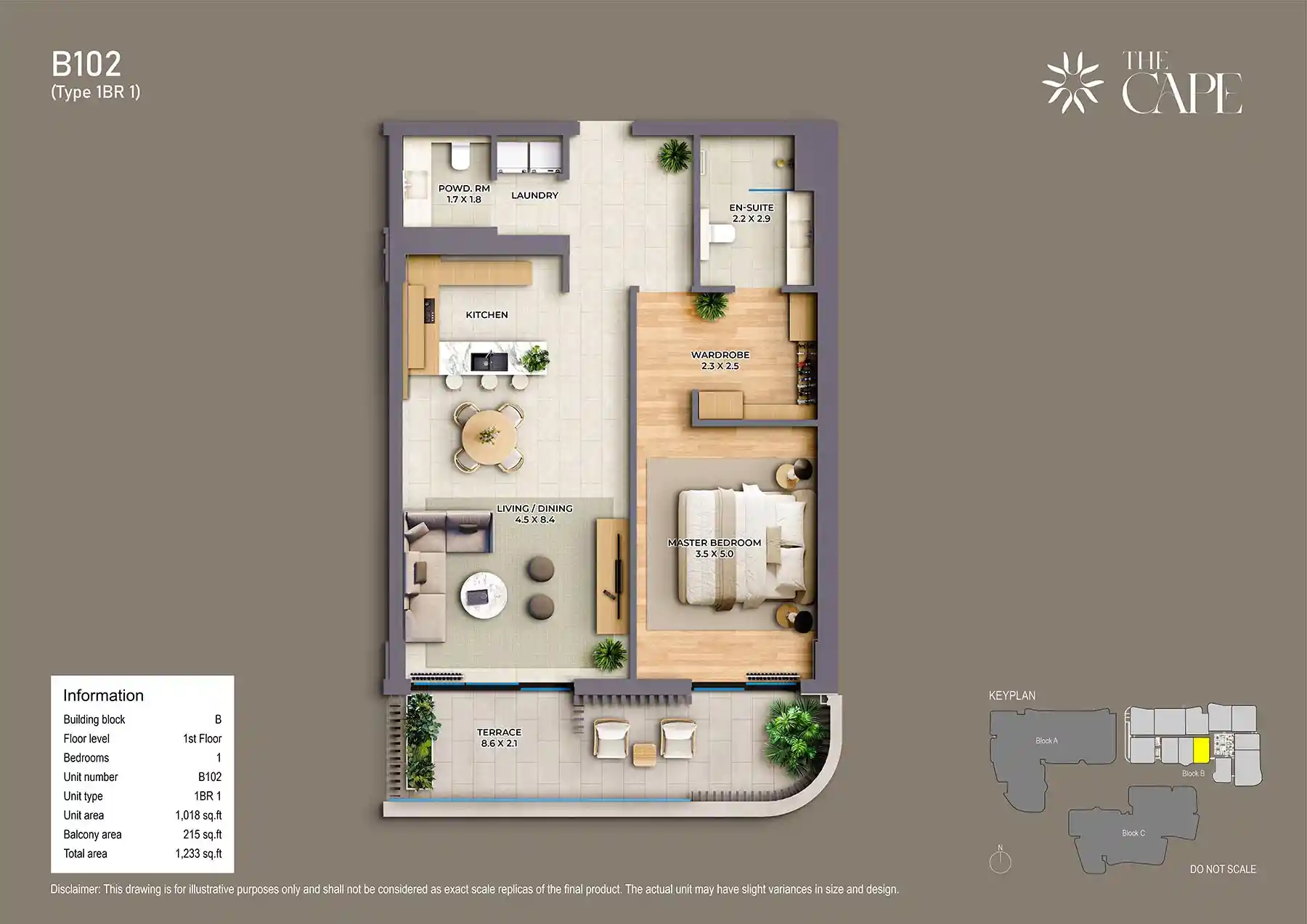 1st Floor Unit-B102 (Type 1BR 1)