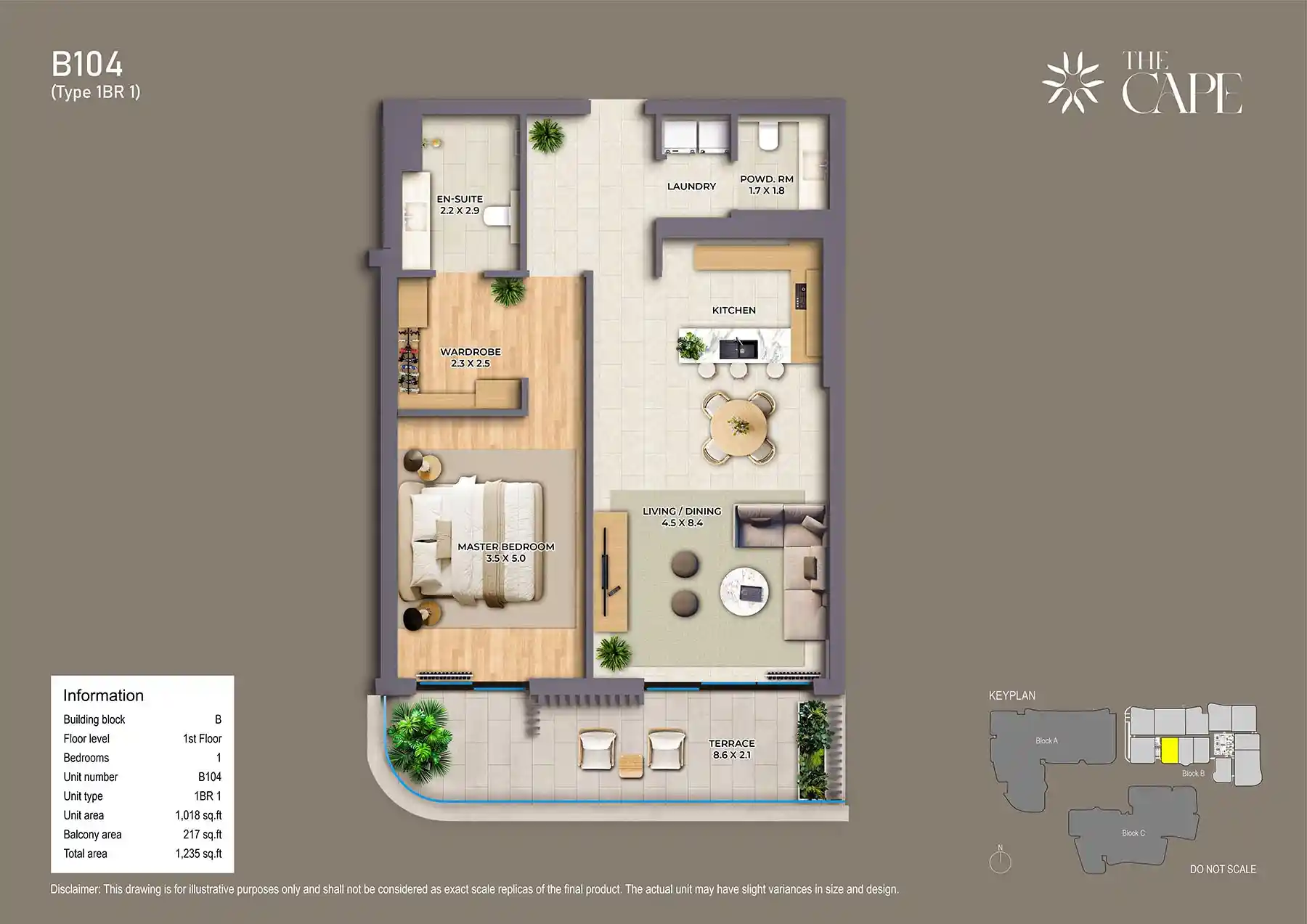 1st Floor Unit-B104 (Type 1BR 1)