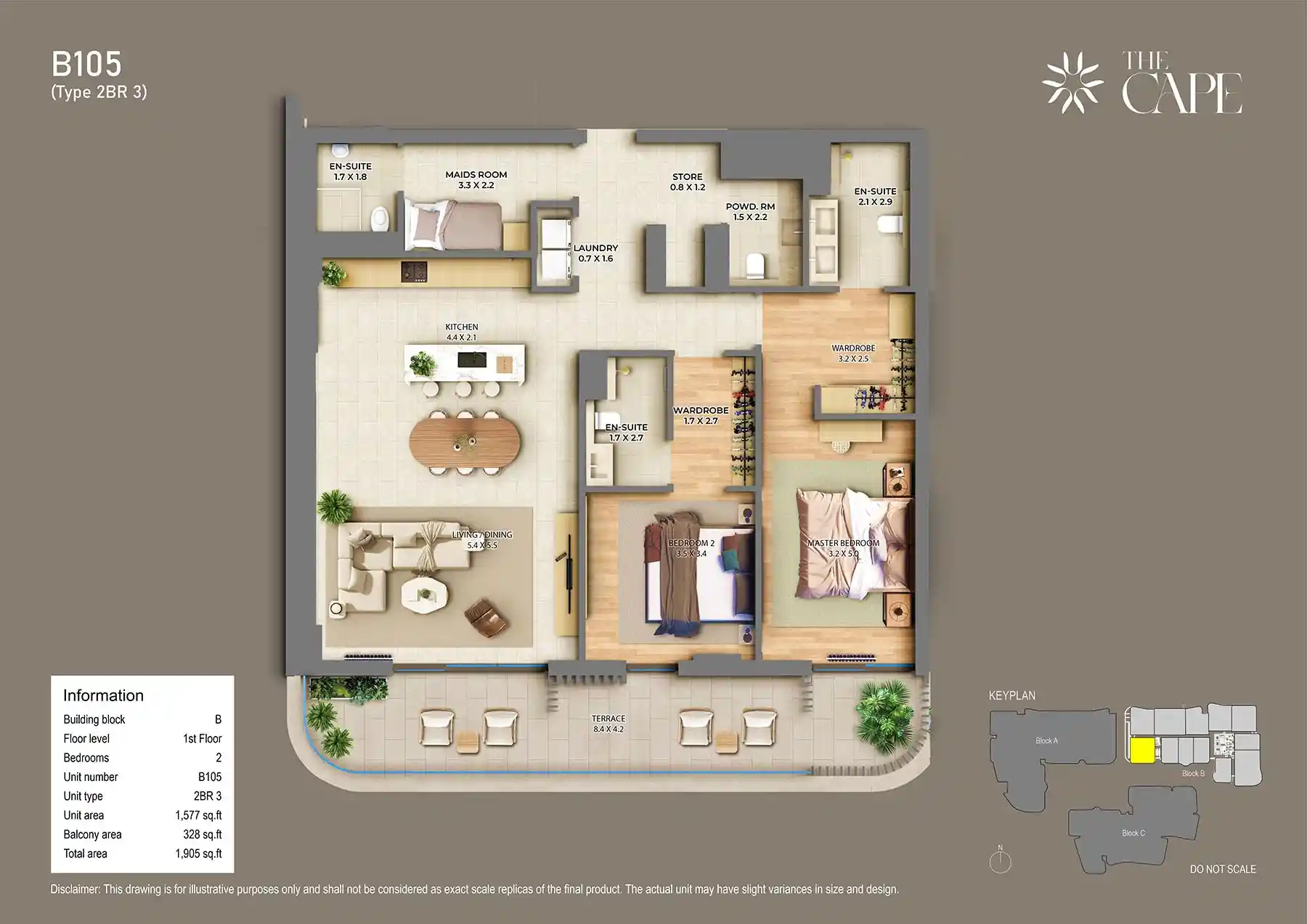 1st Floor Unit-B105 (Type 2BR 3)