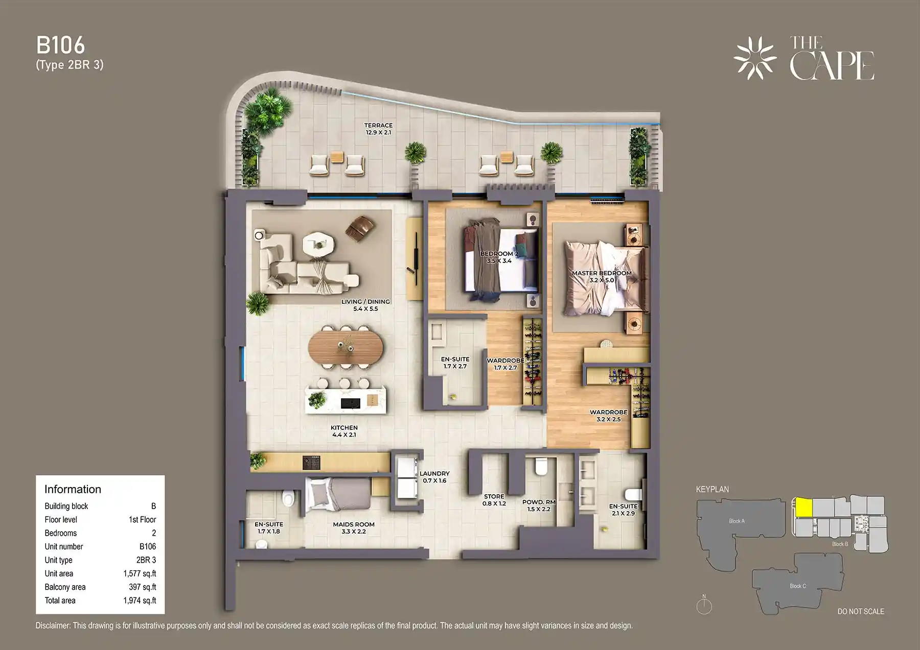 1st Floor Unit-B106 (Type 2BR 3)