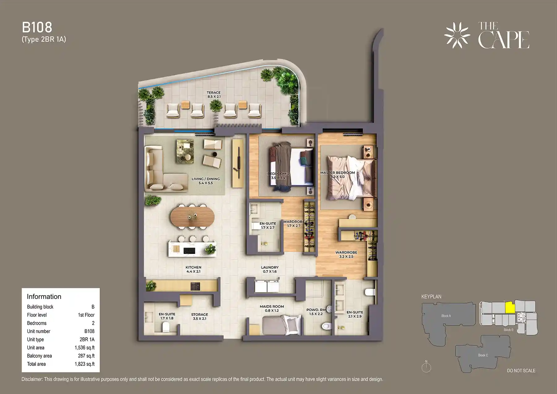 1st Floor Unit-B108 (Type 2BR 1A)