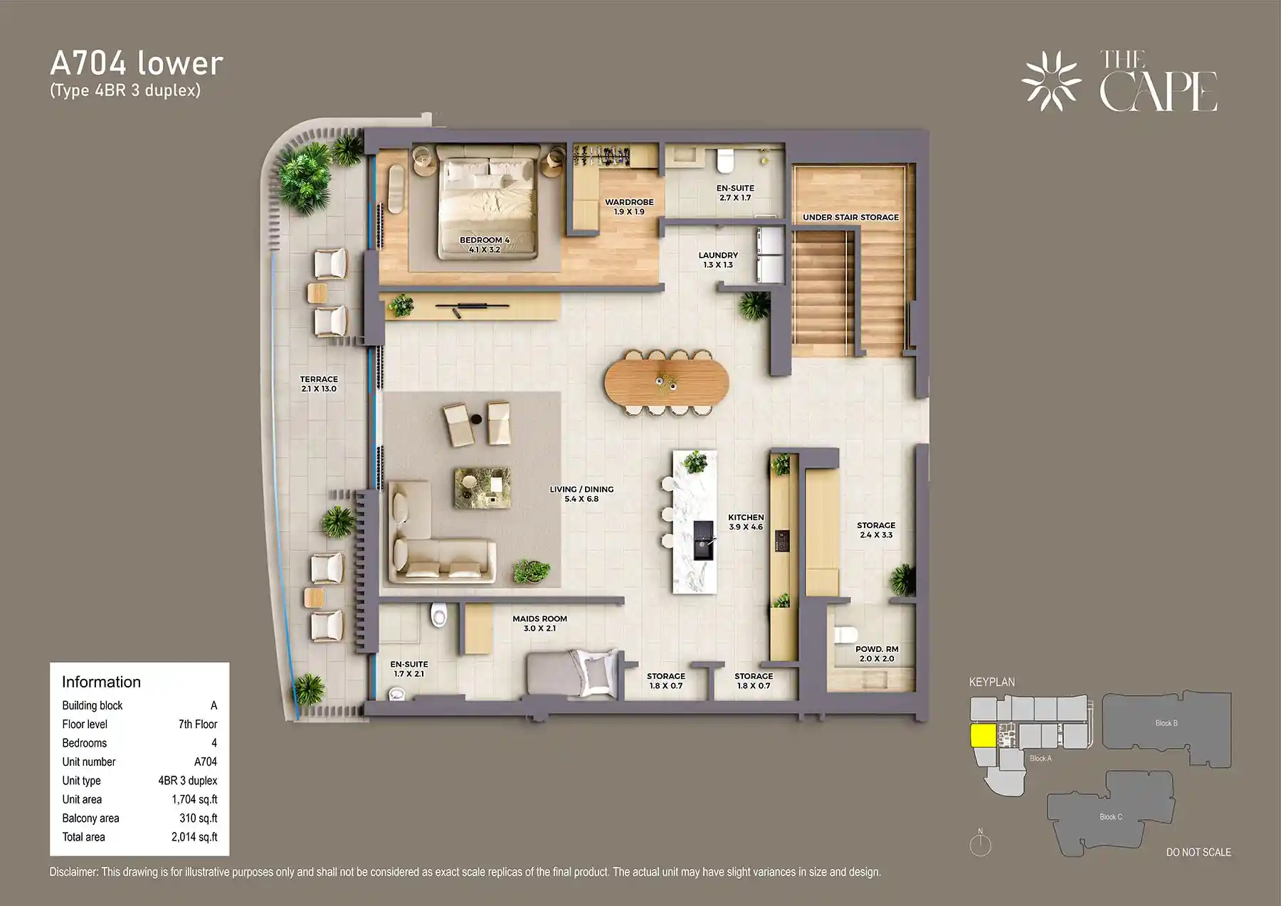 7th Floor Unit-A704 Lower (Type 4BR 3)