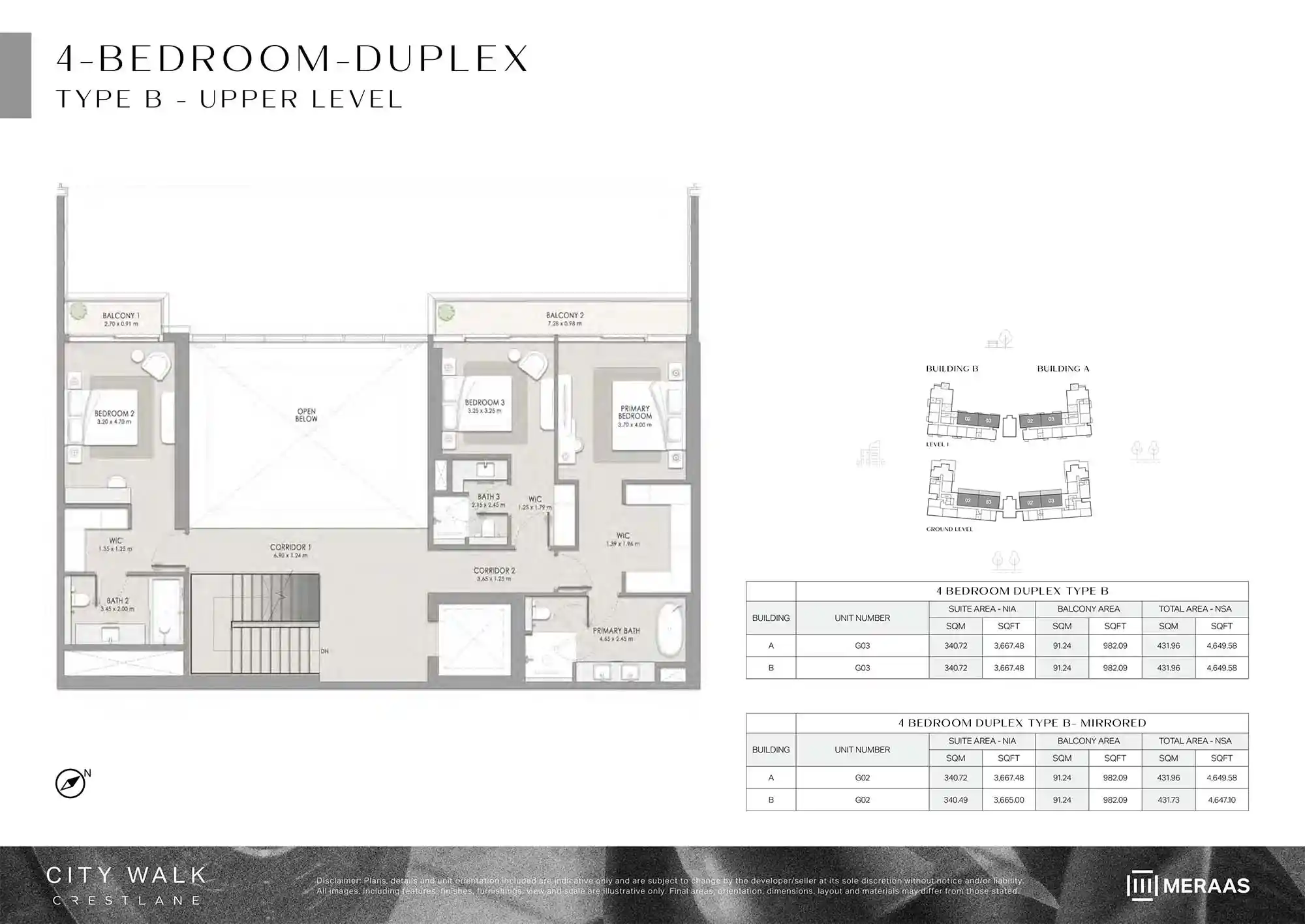 GROUND & LEVEL 1 (TYPE B & TYPE B MIRRORED - UPPER LEVEL)