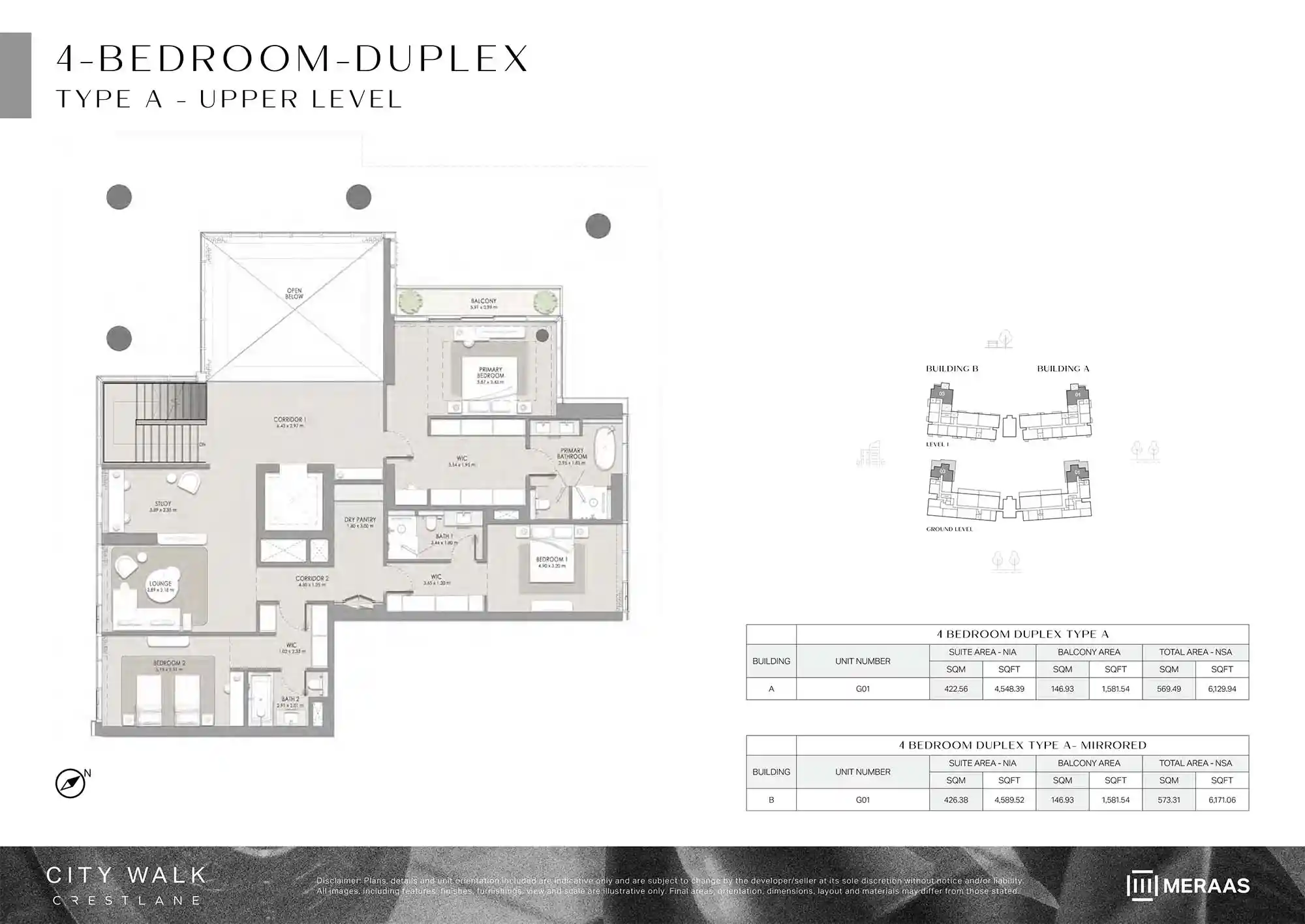 GROUND & LEVEL 1 (TYPE A & TYPE A MIRRORED - UPPER LEVEL)