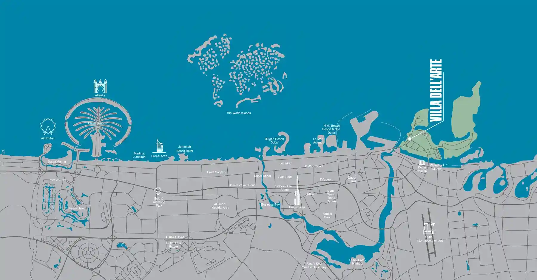 Location of Villa dell Arte