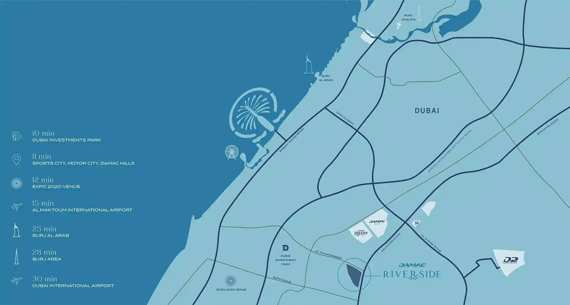 Location of DAMAC Riverside Views Phase 2
