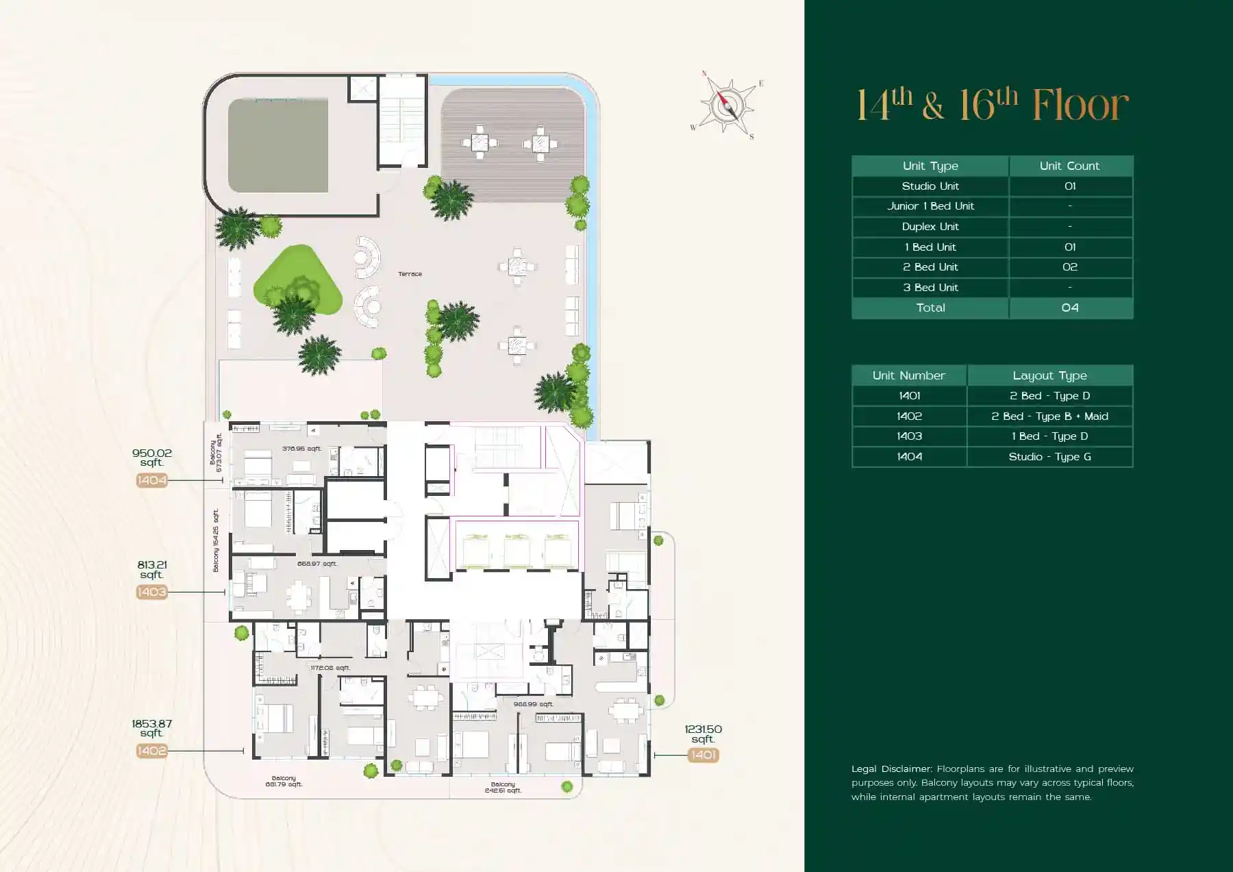 14th & 16th Floor (Unit 1401-1404)
