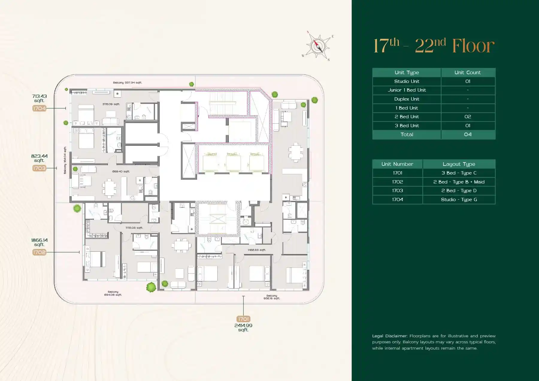 17th & 22nd Floor (Unit 1701-1704)