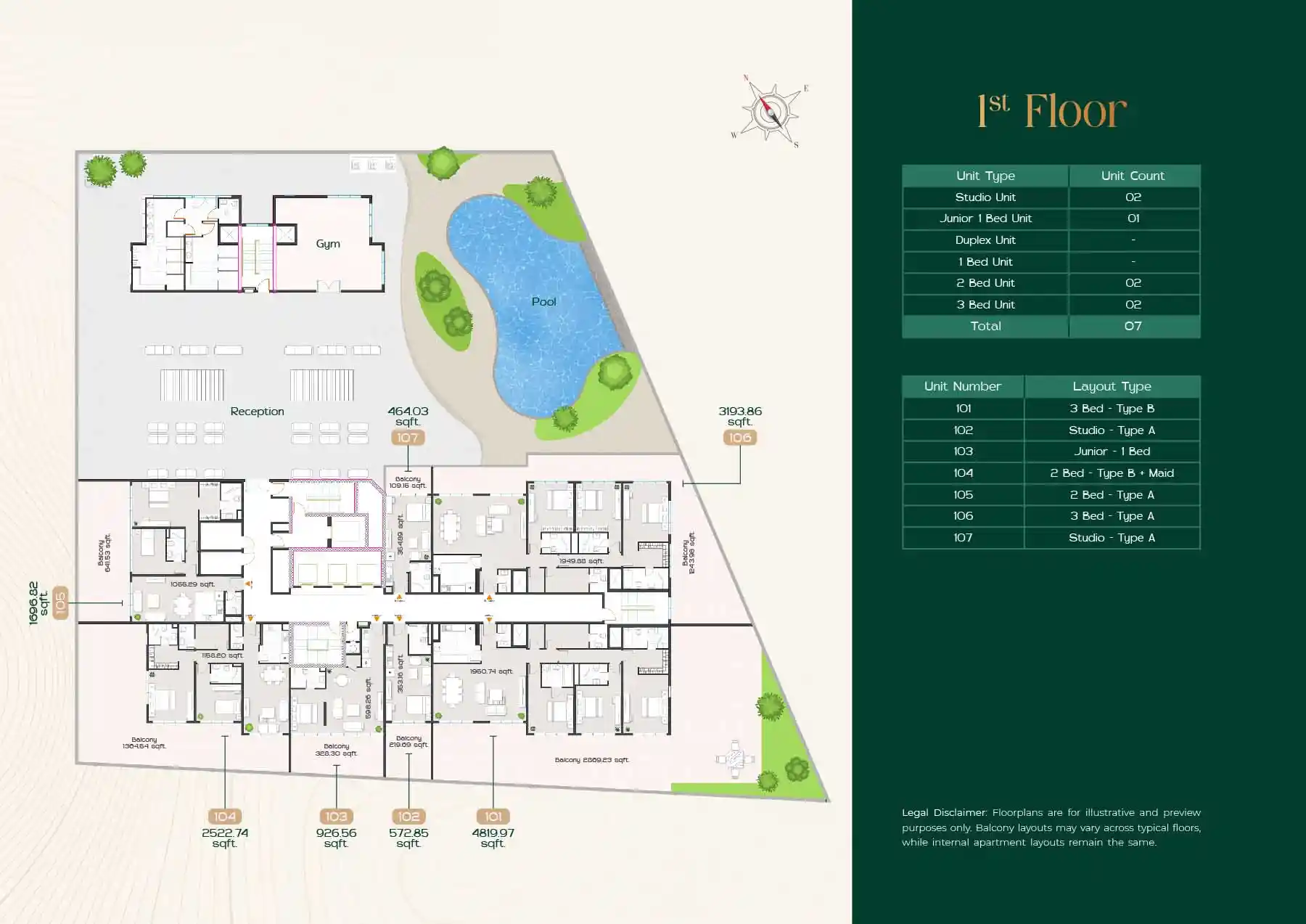 1st Floor (Unit 101-107)