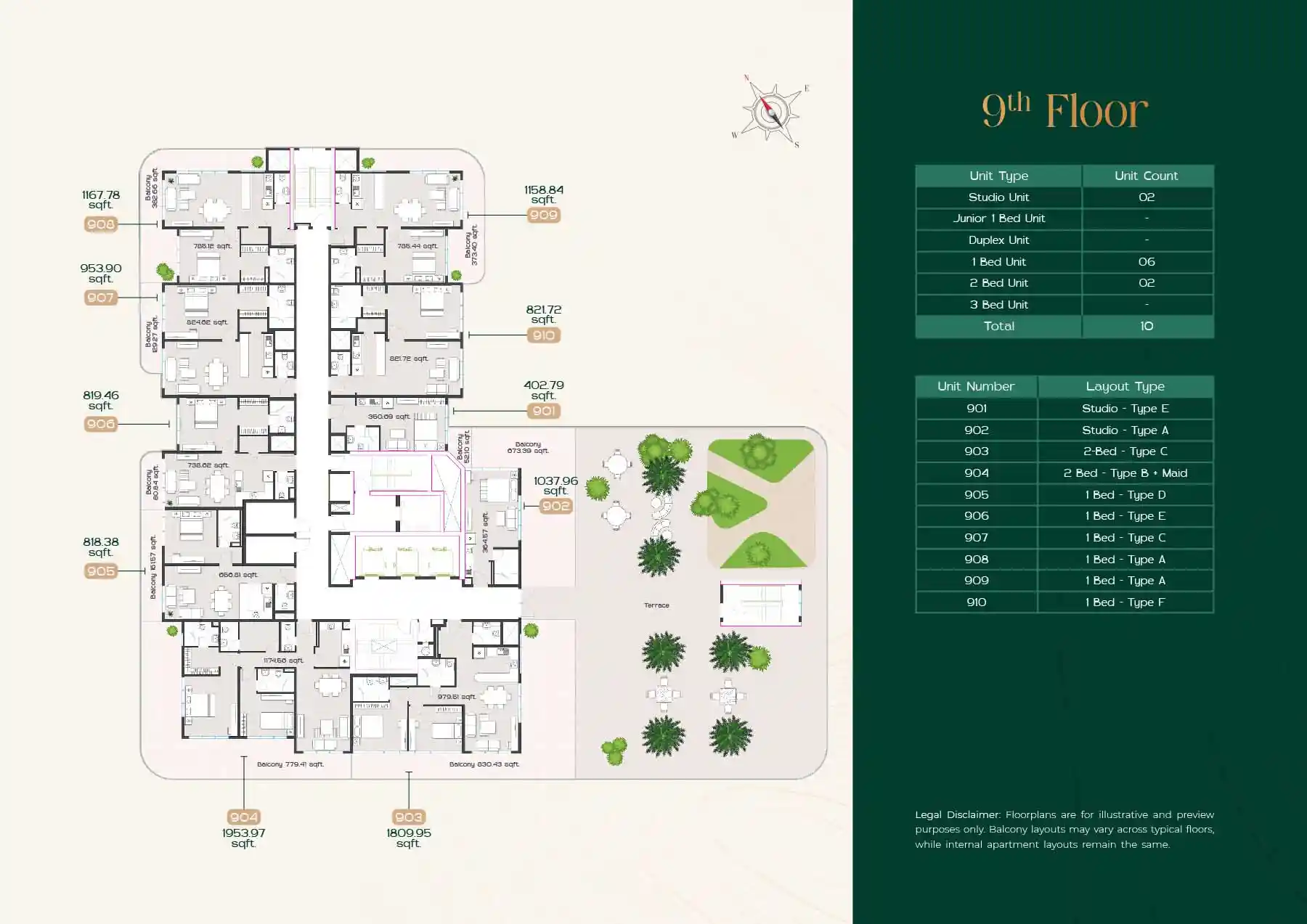 9th Floor (Unit 901-910)