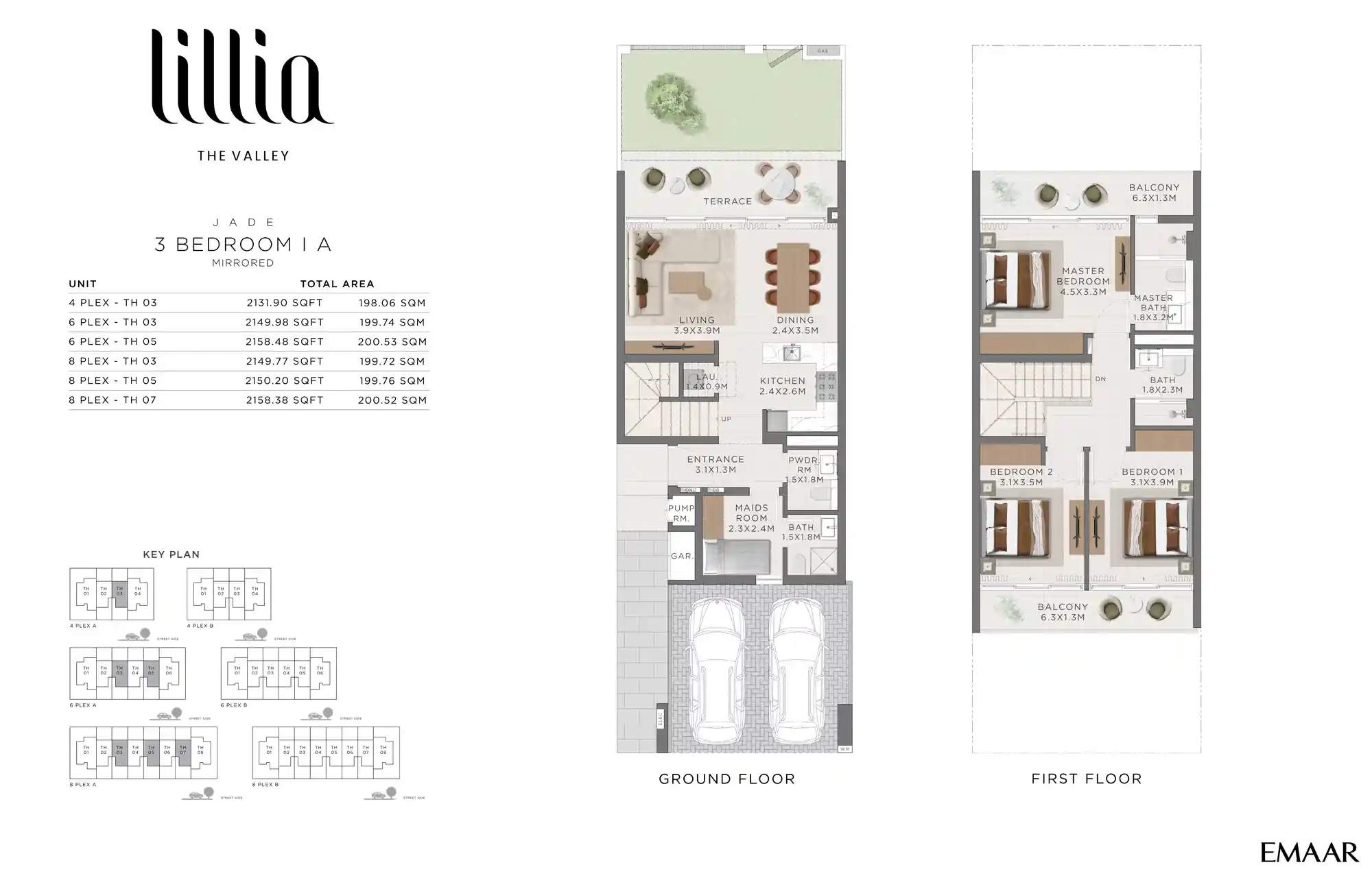3 Bedroom A, Jade Mirrored