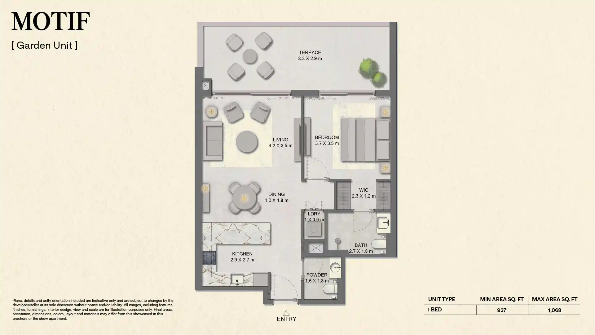 1 Bedroom (Garden Unit)