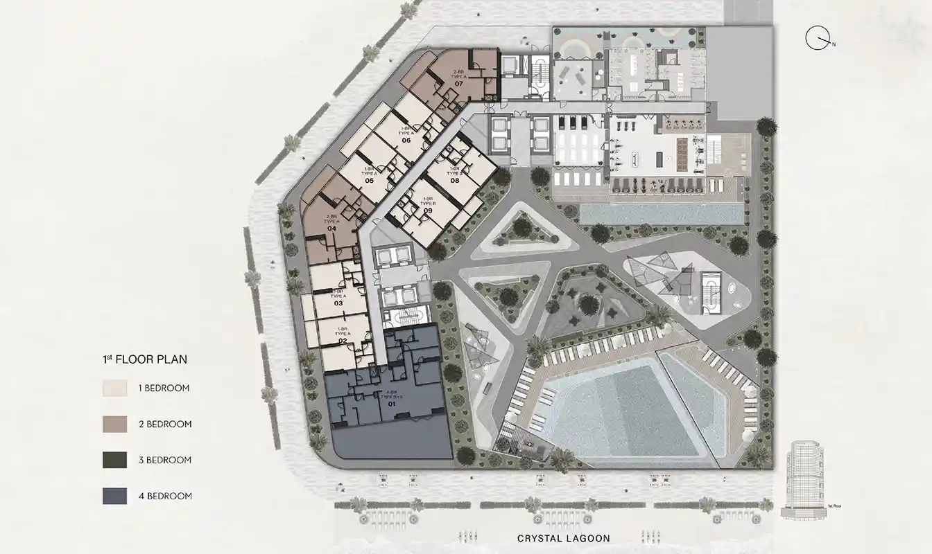 10th & 16th Floor Plan to 8th-9th & 14th-15th Floor Plan