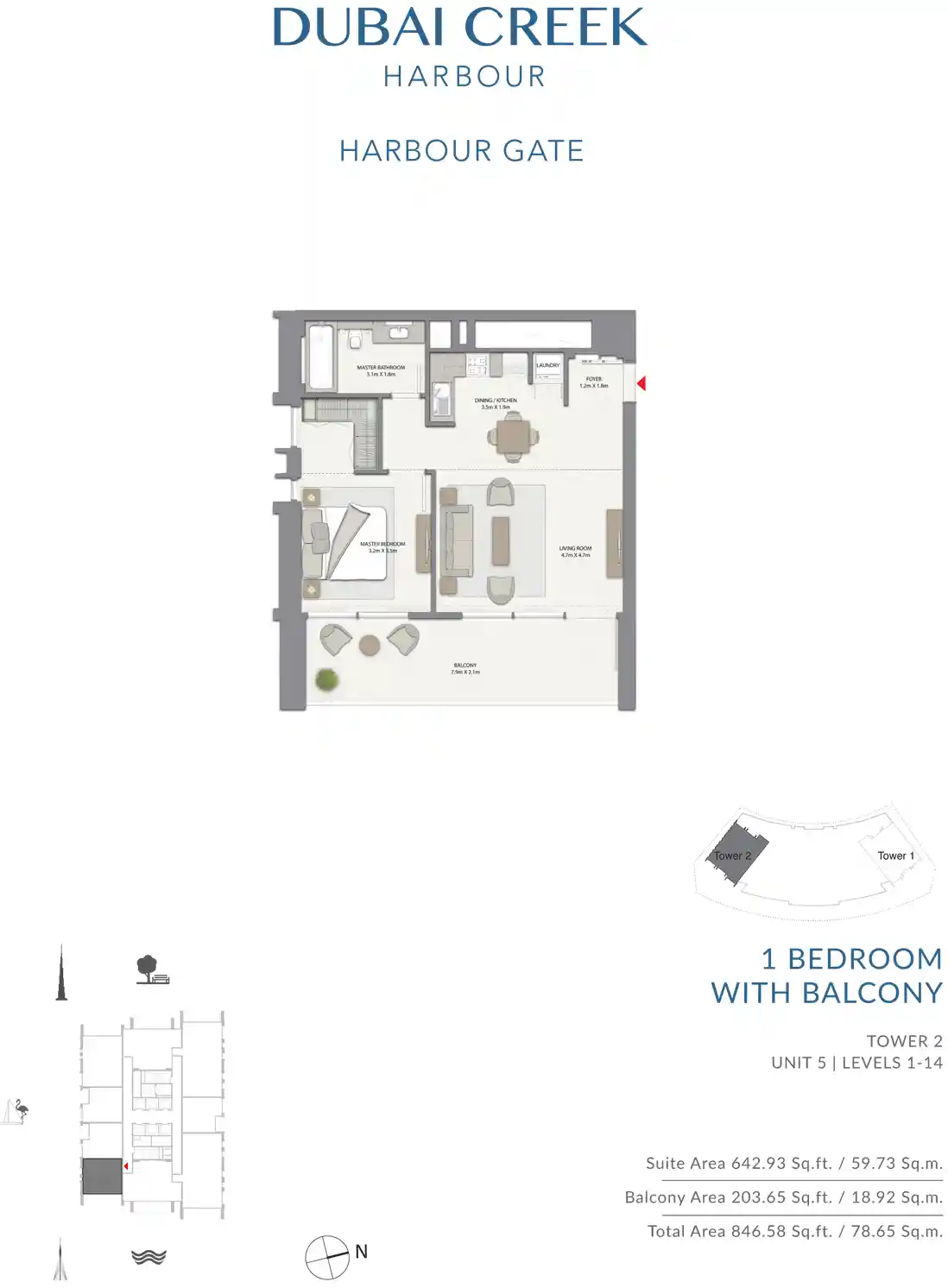 1 Bed with Balcony to 1 Bed with Balcony T2U5L114